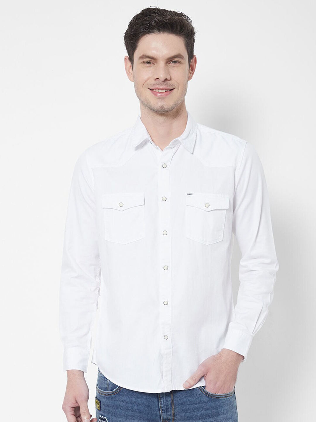 

Pepe Jeans Men White Cotton Casual Shirt