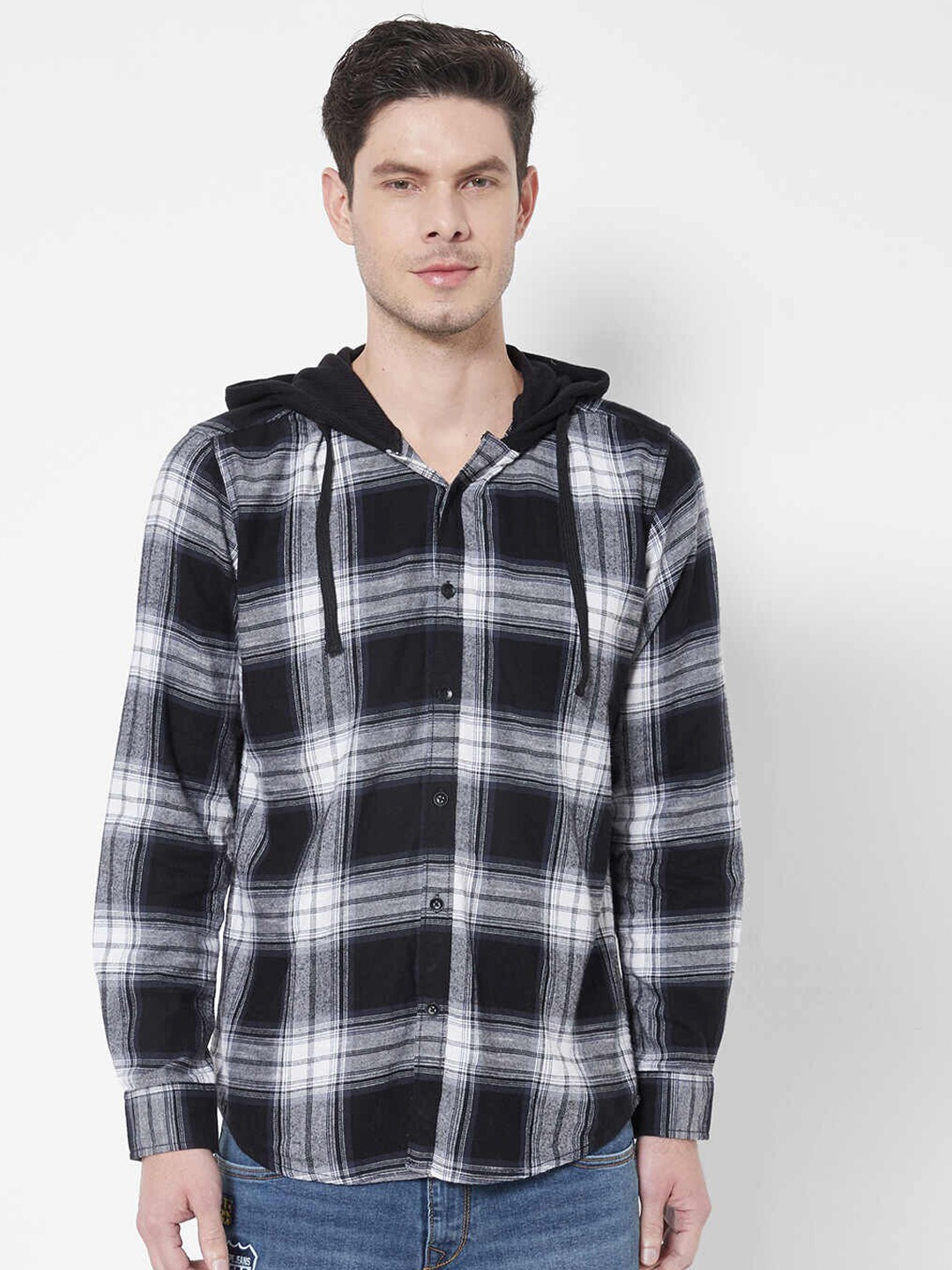

Pepe Jeans Men Black Tartan Checked Casual Shirt