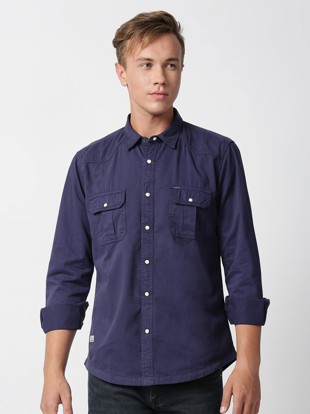 

Pepe Jeans Men Blue Casual Cotton Shirt