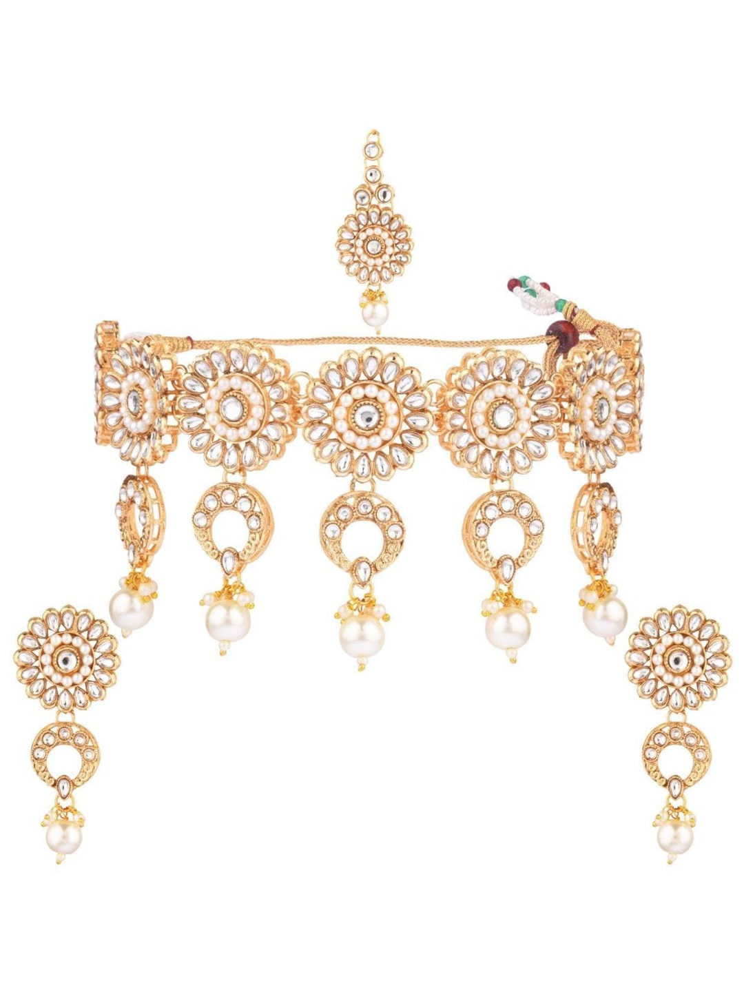 

Efulgenz White & Gold Plated Crystal Jewellery Set