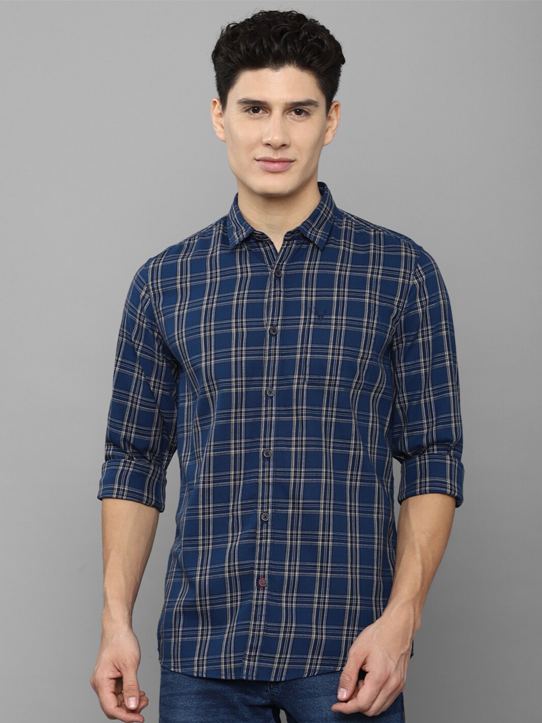 

Allen Solly Sport Men Blue Tartan Checked Pure Cotton Casual Shirt
