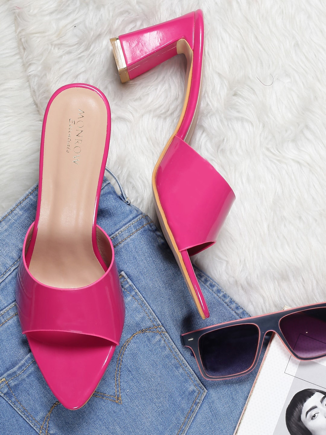 

Monrow Pink PU Block Peep Toes