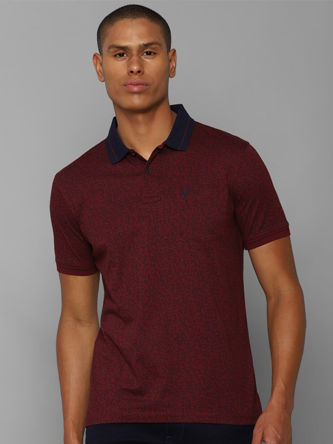 

Allen Solly Men Maroon Floral Printed Polo Collar T-shirt
