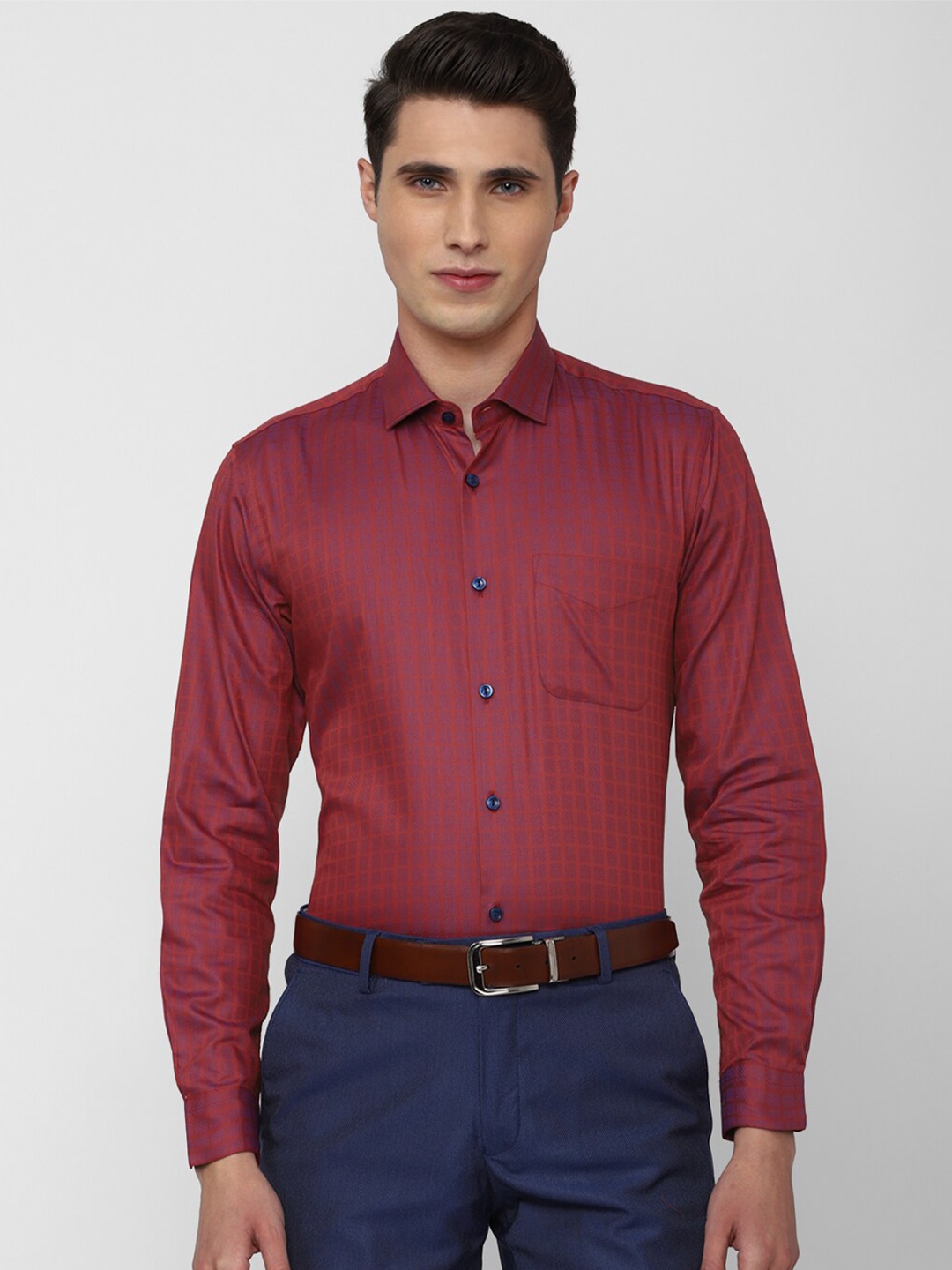 

Peter England Elite Men Maroon Printed Cotton Formal Shirt