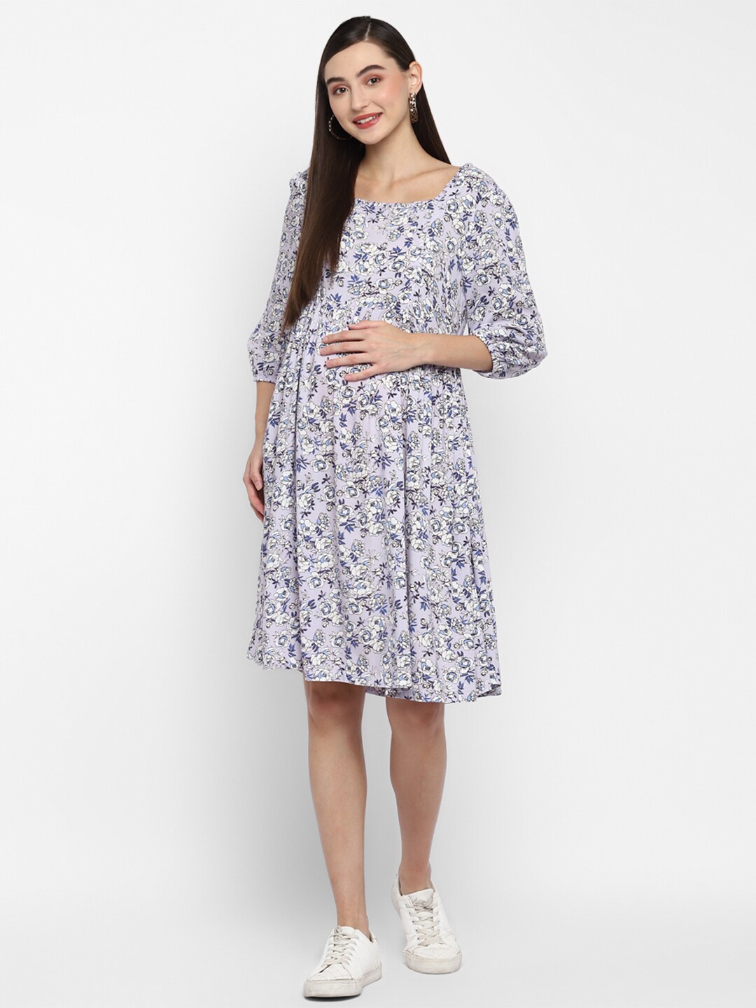 

Momsoon Maternity Purple & White Floral Maternity Dress