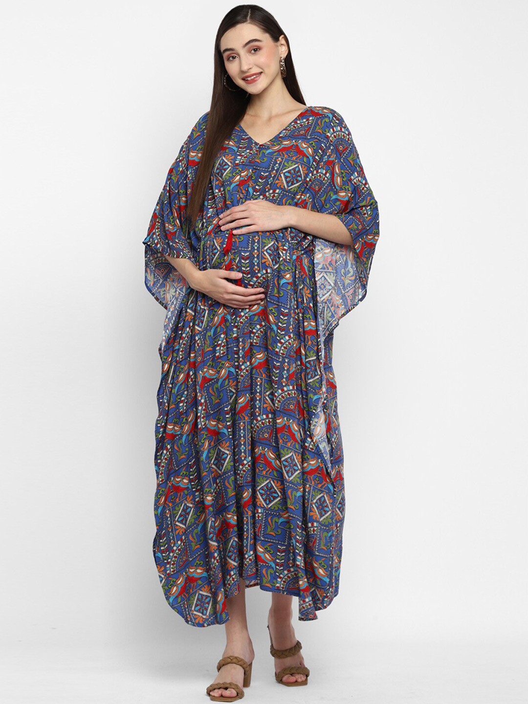 

Momsoon Maternity Blue Floral Maternity Kaftan Maxi Dress