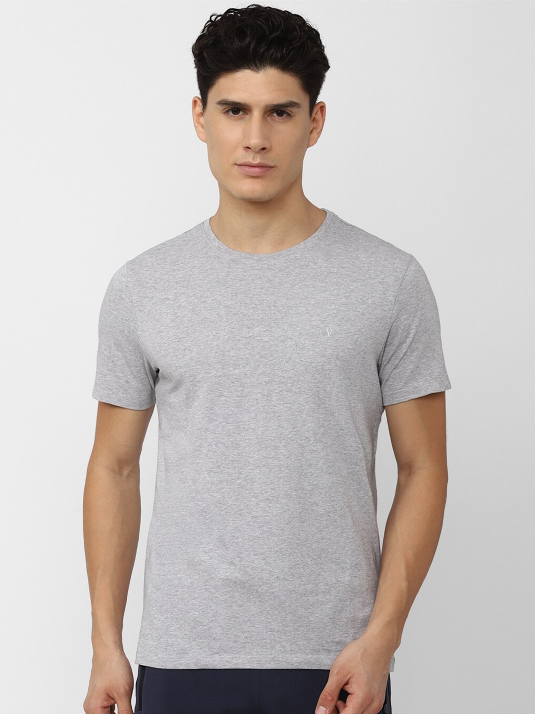 

Van Heusen Flex Men Grey Slim Fit Pure Cotton T-shirt