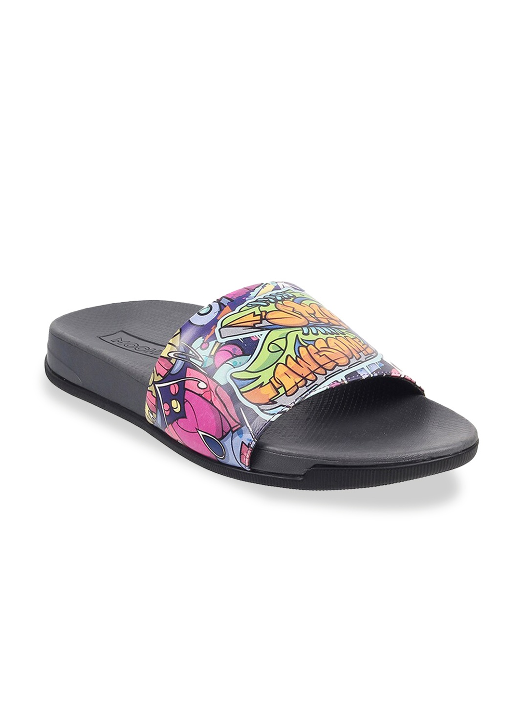 

Mochi Men Grey Printed Sliders