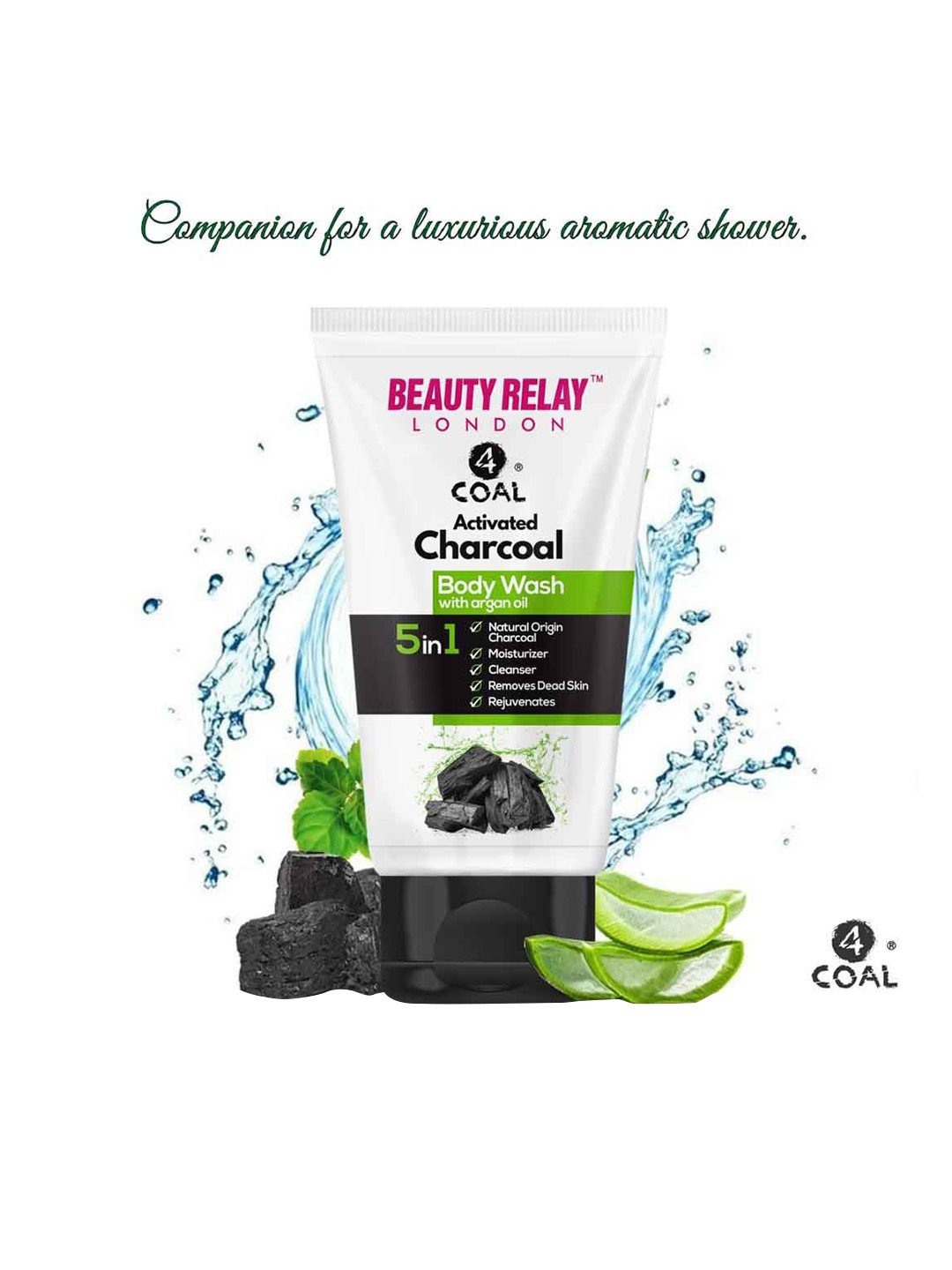 

BeautyRelay London Set Of 2 Charcoal Body Wash & Body Soap, Grey