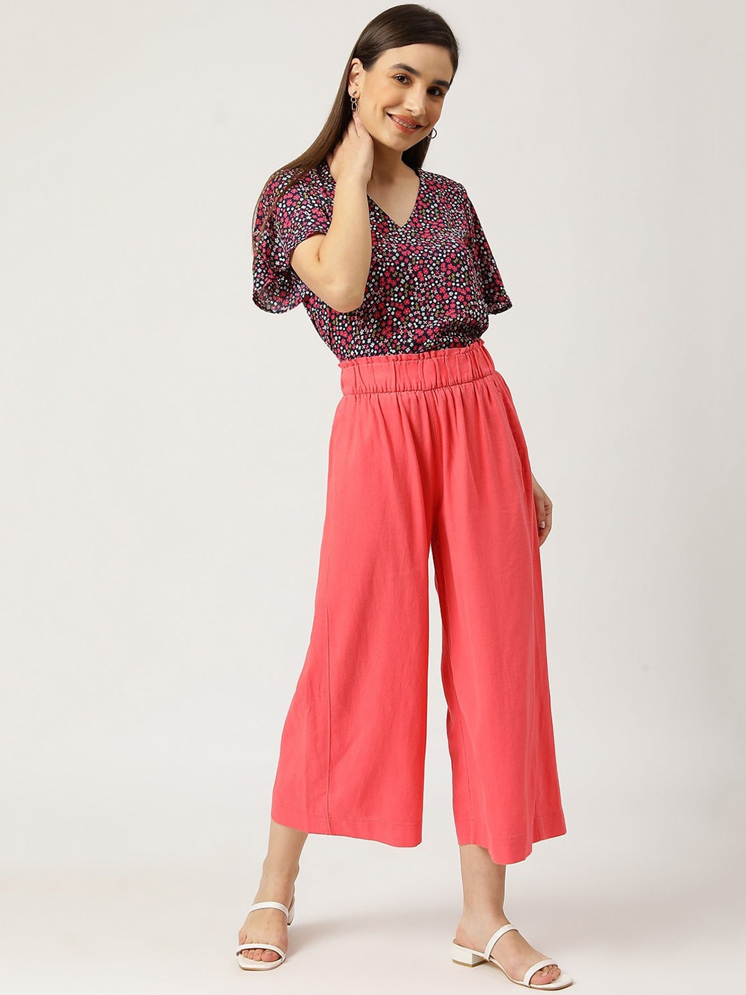 

Marks & Spencer Women Coral High-Rise Parallel Trousers