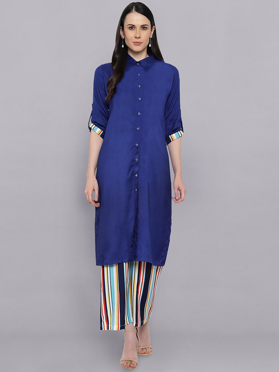 

shashvi Women Blue Kurta with Palazzos