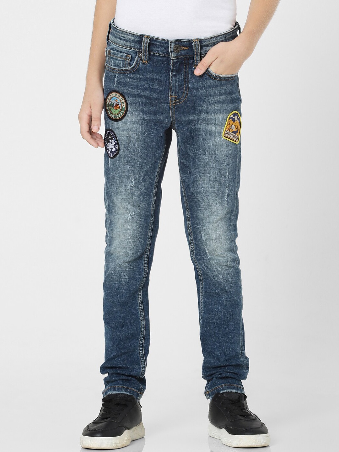 

Jack & Jones Junior Boys Blue Mildly Distressed Heavy Fade Jeans