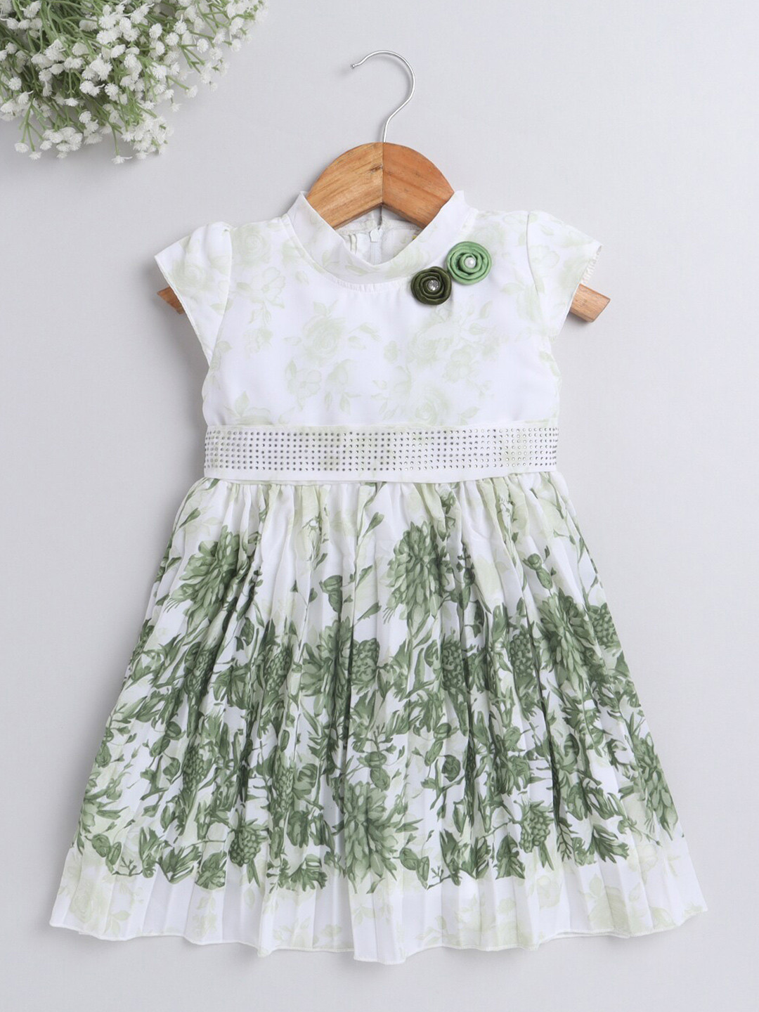 

The Magic Wand Girls Green Floral Printed Dress