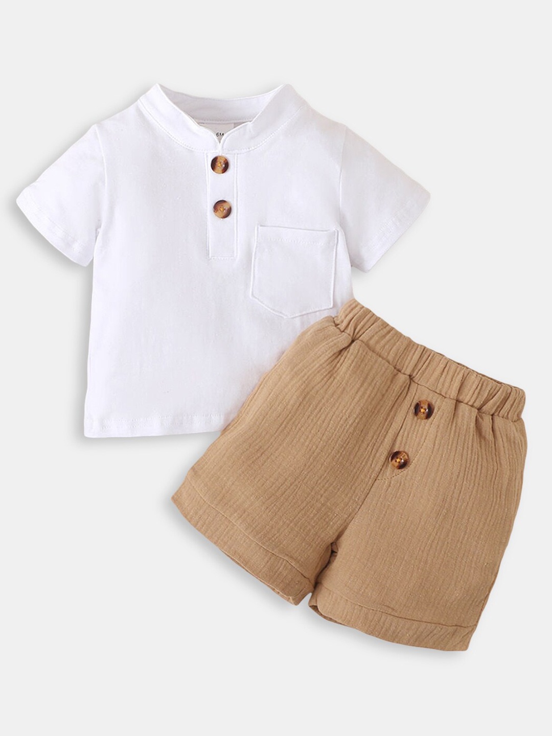 

Hopscotch Boys White & Beige T-shirt with Shorts