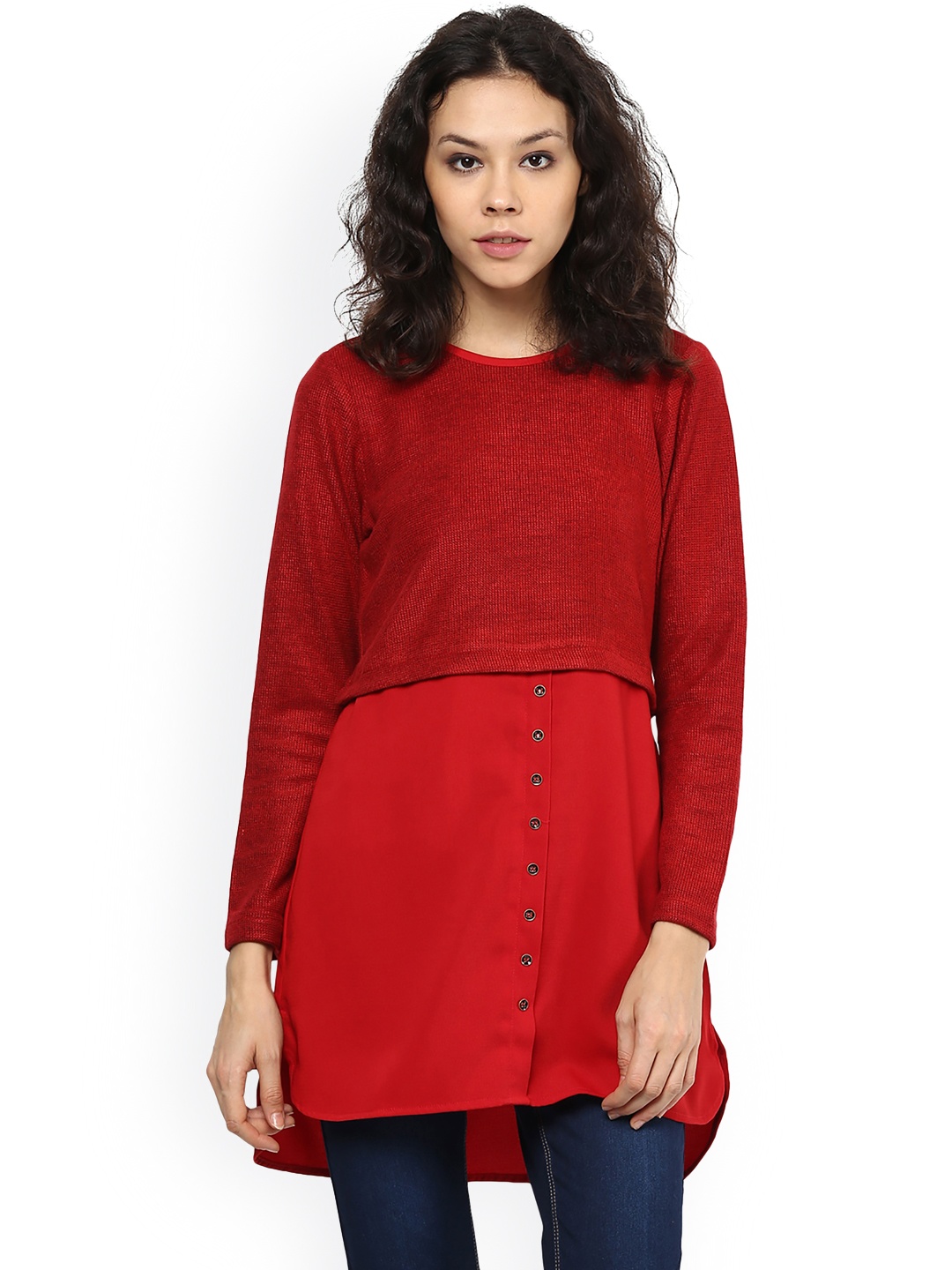 

109F Red Layered Tunic