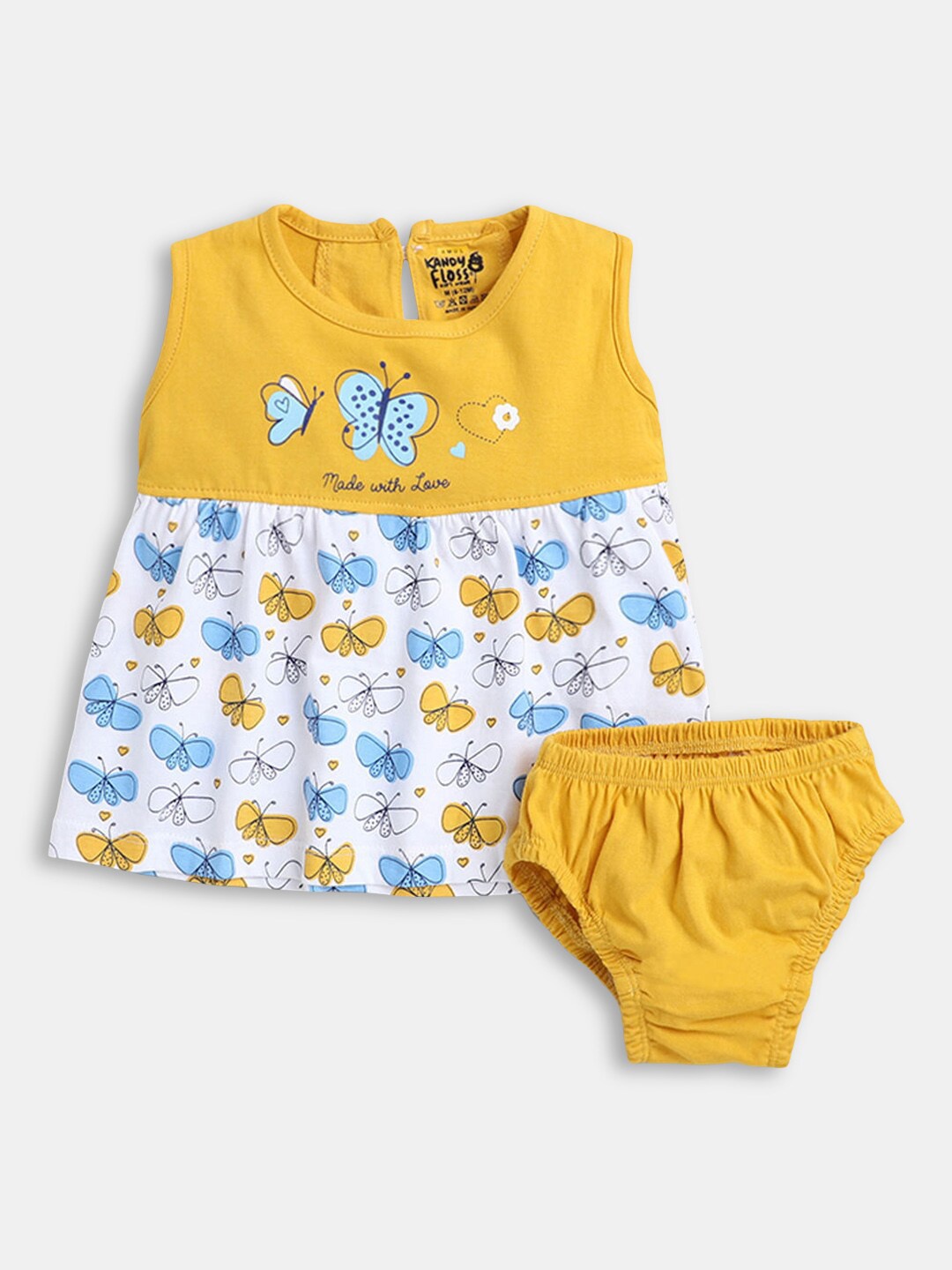 

Hopscotch Girls Yellow & White Printed Tunic