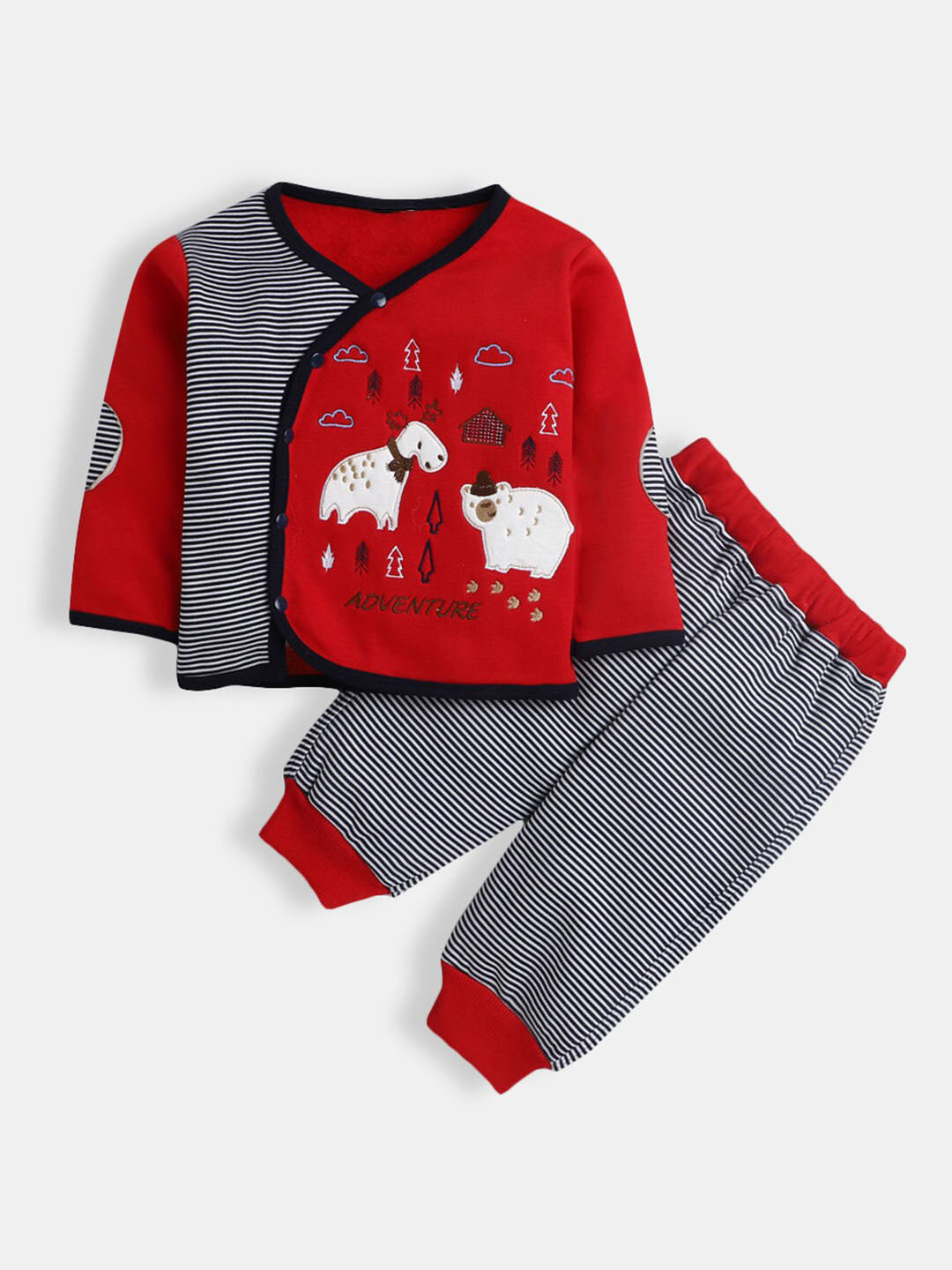 

Hopscotch Boys Red & Grey Printed Top with Trousers