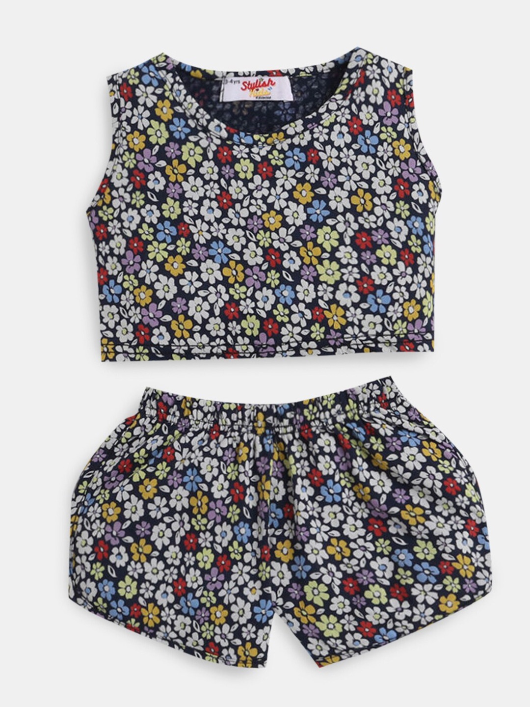 

Hopscotch Girls Black & White Printed Pure cotton Top with Short