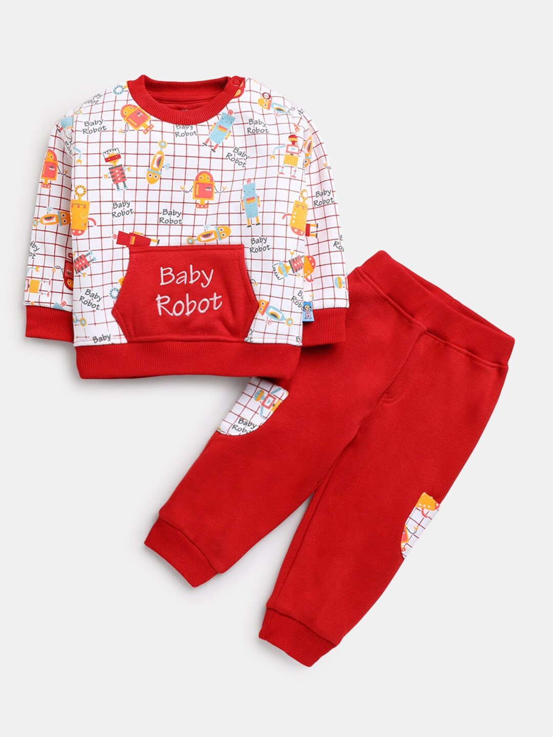 

Hopscotch Boys Red & White Printed Pure Cotton Shirt with Trouser