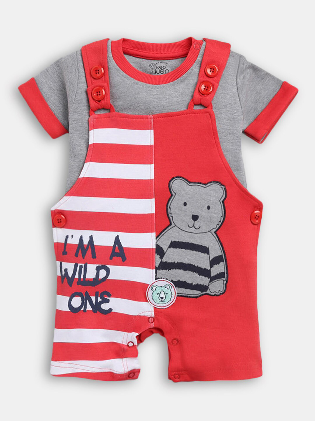 

Hopscotch Boys Red & Grey T-shirt with Dungaree