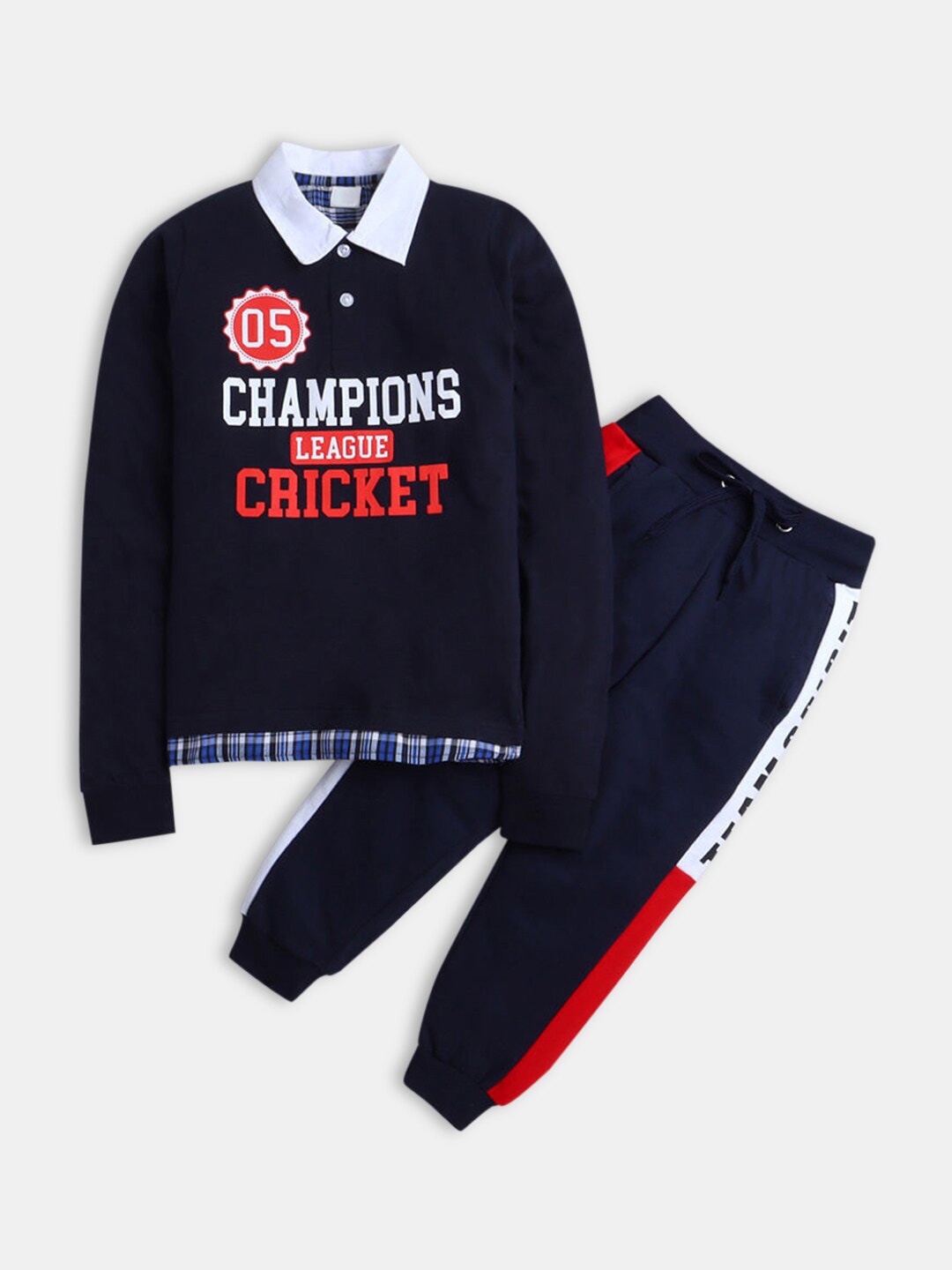 

Hopscotch Boys Navy Blue & White Printed T-shirt with Pyjama