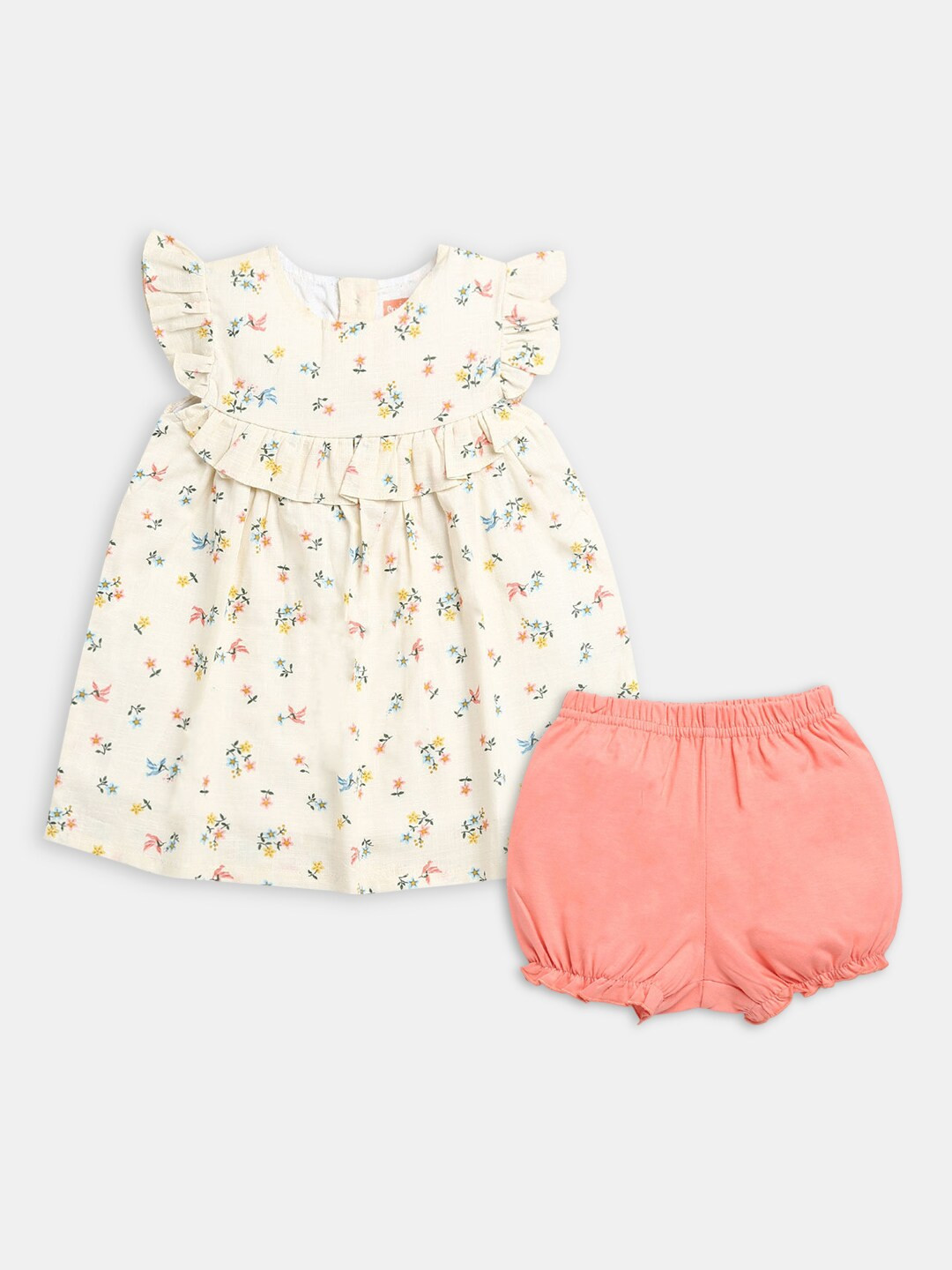 

Hopscotch Girls Cream & Peach Printed Top with Shorts