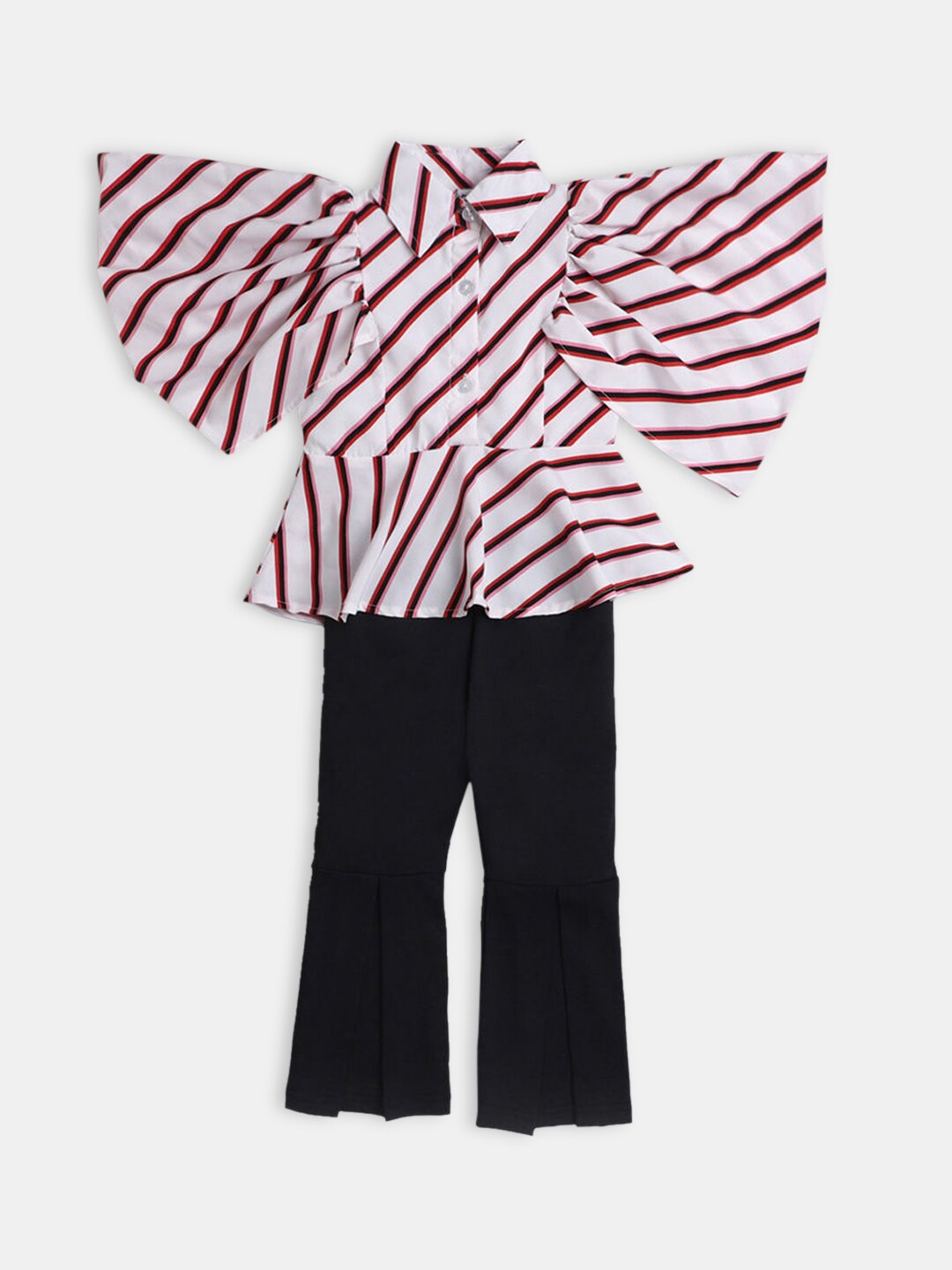 

Hopscotch Girls White & Red Striped Shirt with Trouser