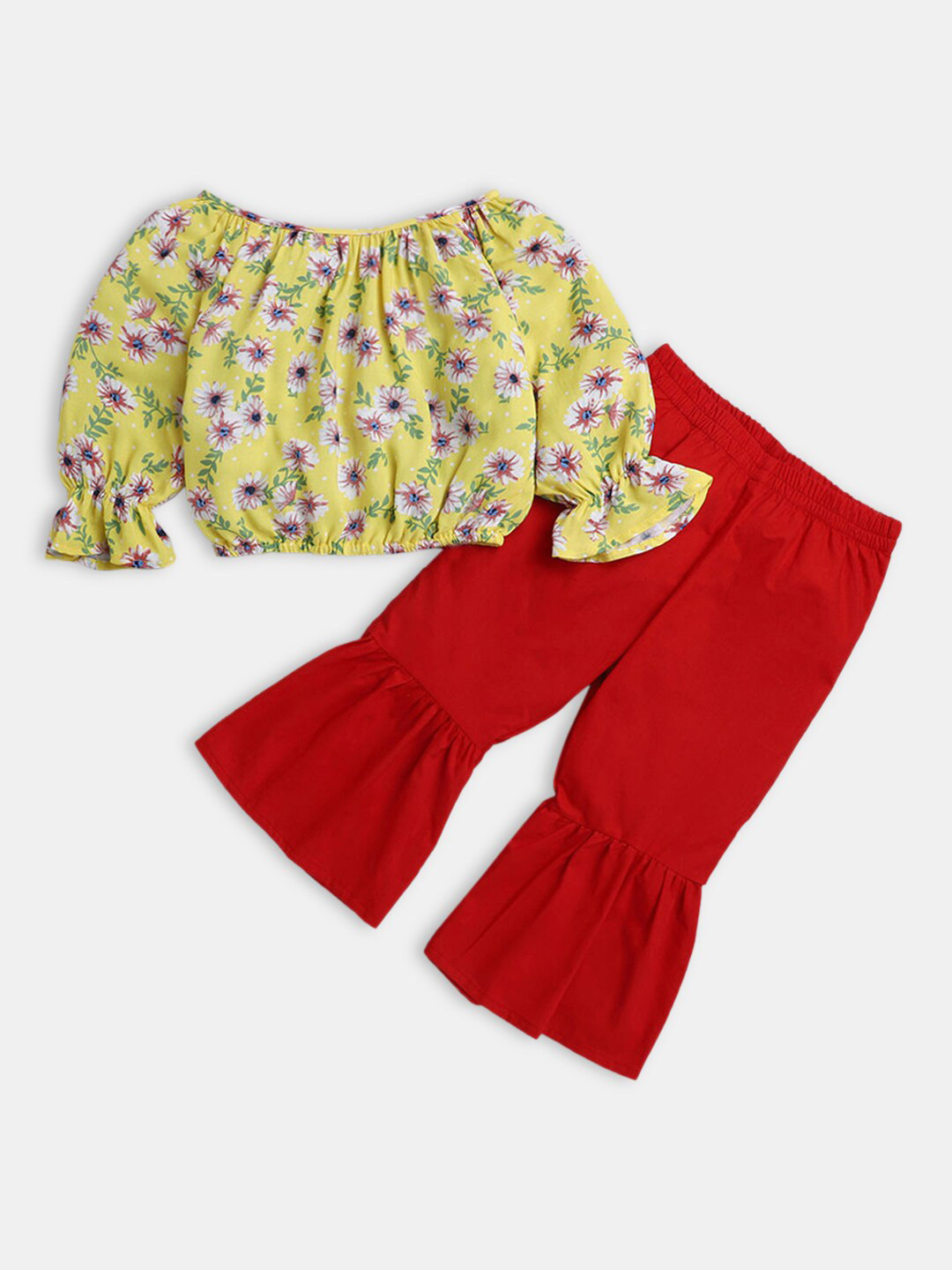 

Hopscotch Girls Yellow & Red Printed Top with Trousers