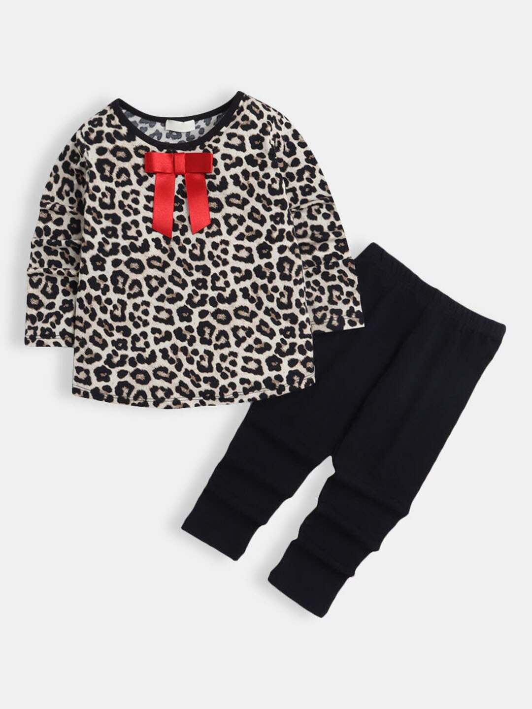 

Hopscotch Girls Grey & Black Printed Top with Leggings