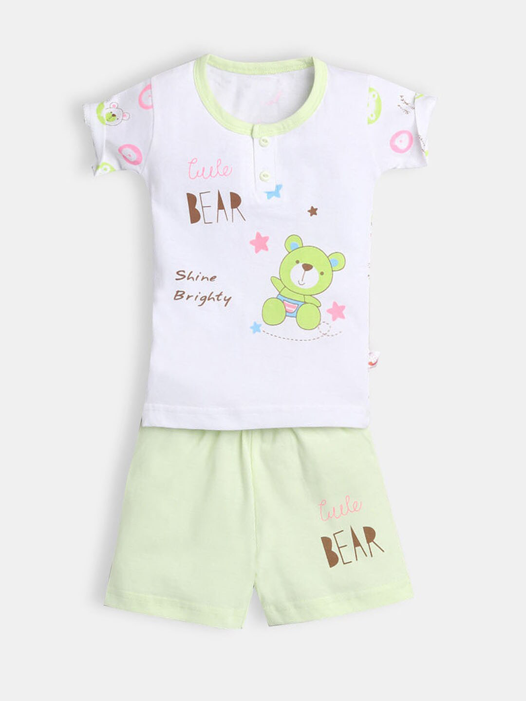 

Hopscotch Boys Yellow & White Printed T-shirt with Shorts