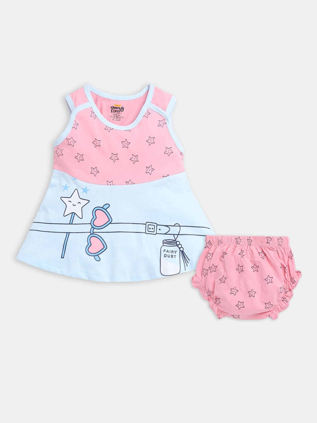 

Hopscotch Girls Pink & Blue Pure Cotton Printed Top