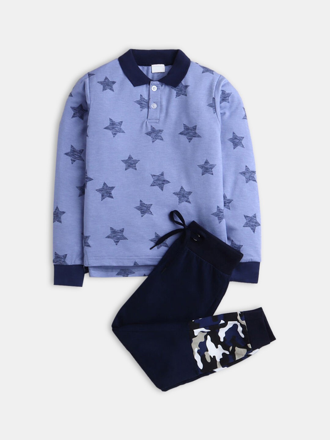 

Hopscotch Boys Khaki & Blue Printed T-shirt with Trouser
