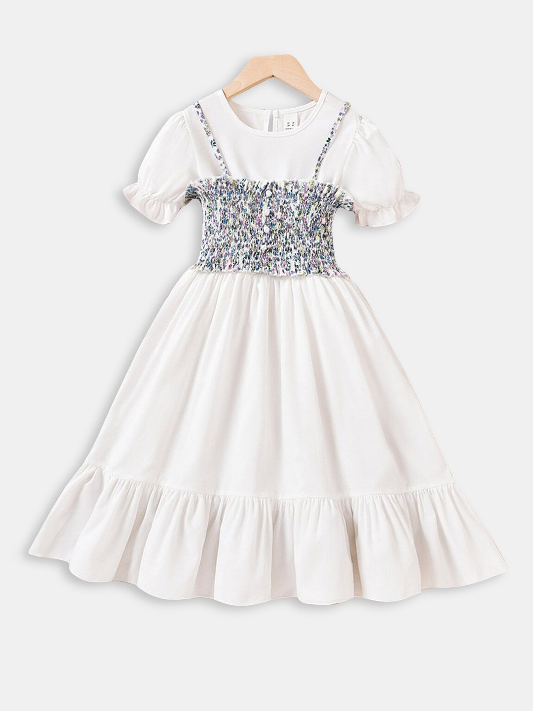 

Hopscotch Girls White & Blue Floral Dress