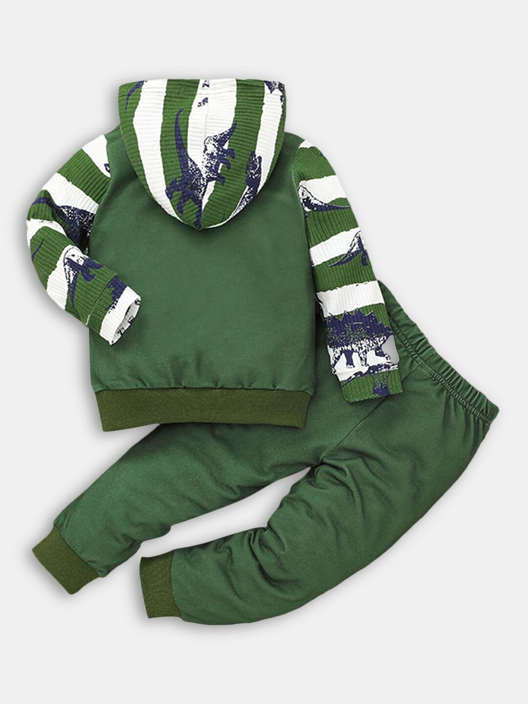 

Hopscotch Boys Green & White Printed Pure Cotton Shirt with Jogger