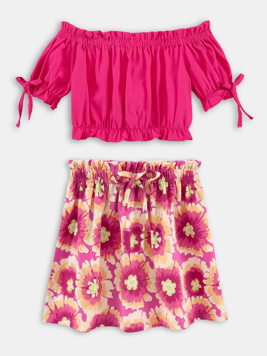 

Hopscotch Girls Pink & Orange Top with Skirt Set