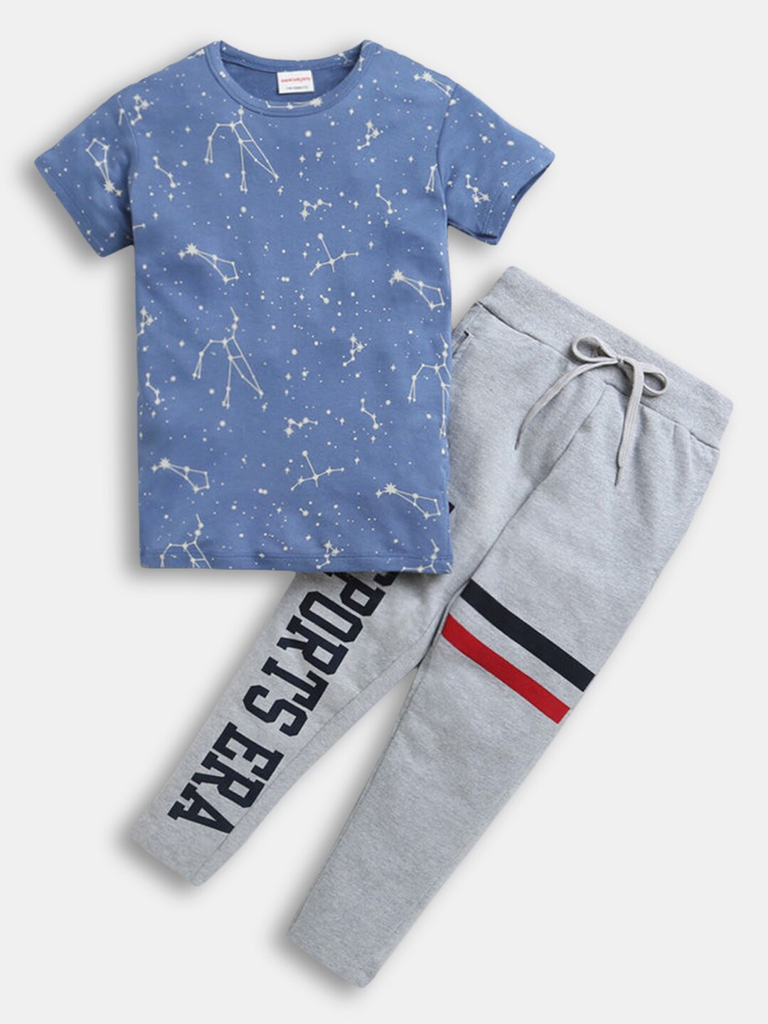 

Hopscotch Boys Grey & Blue Printed Top with Trousers