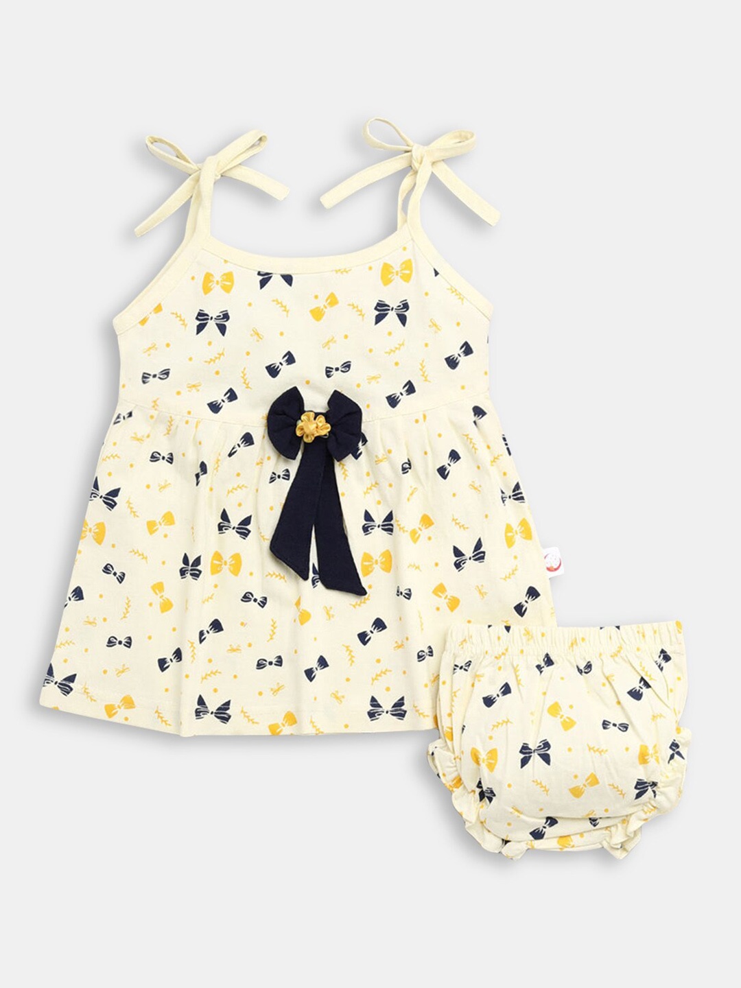 

Hopscotch Girls Yellow & Black Printed Pure Cotton Clothing Set