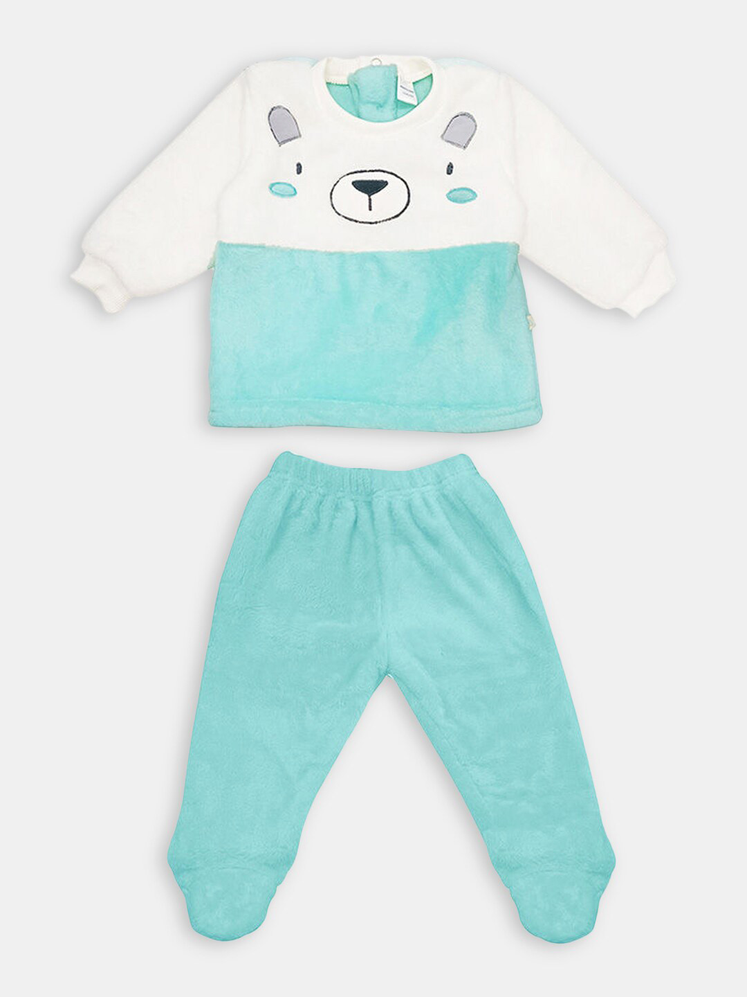 

Hopscotch Boys White & Sea Green Printed T-shirt with Jogger