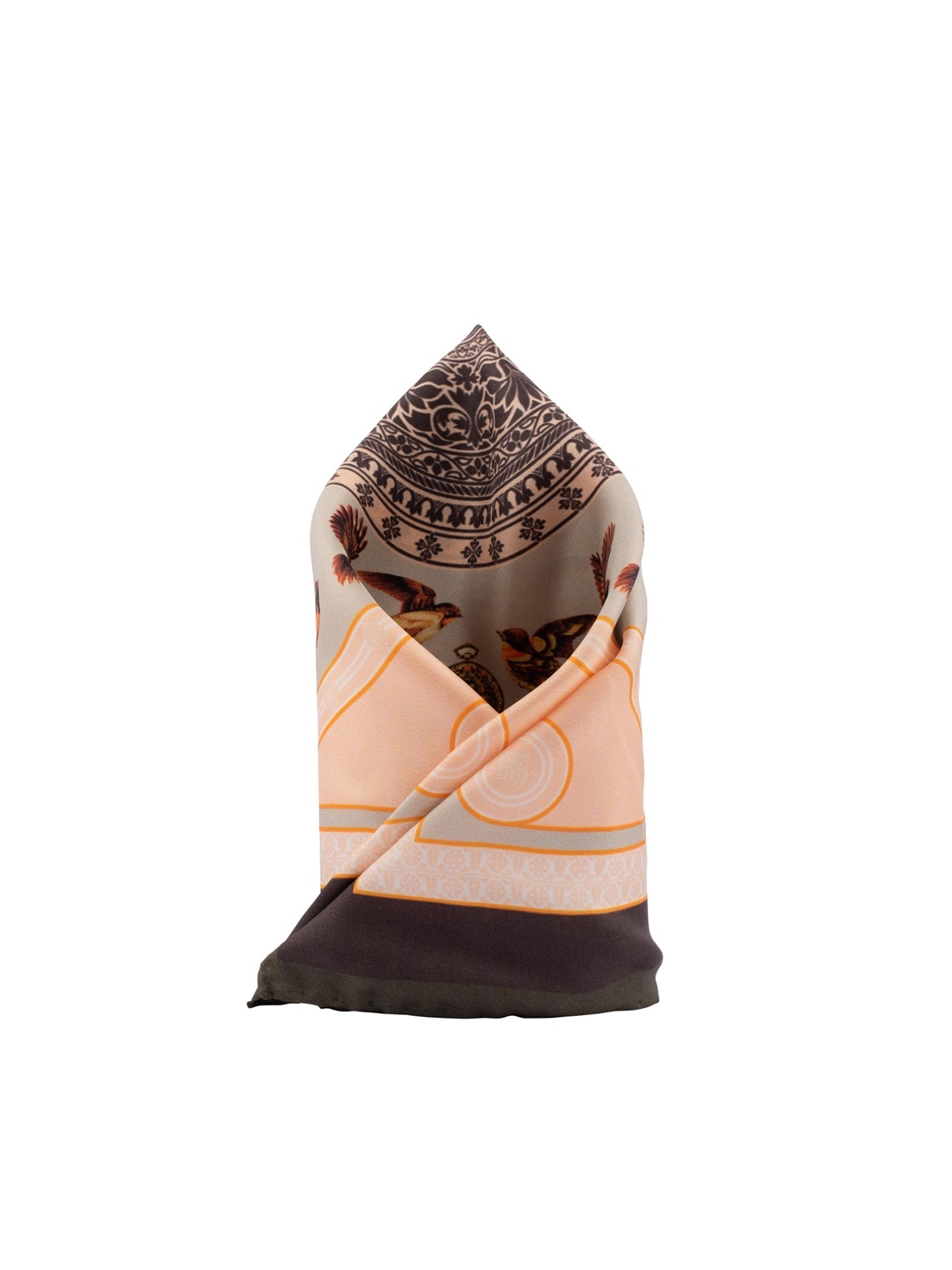 

The Tie Hub Men Italian Passerine Birds Silk Pocket Square, Peach