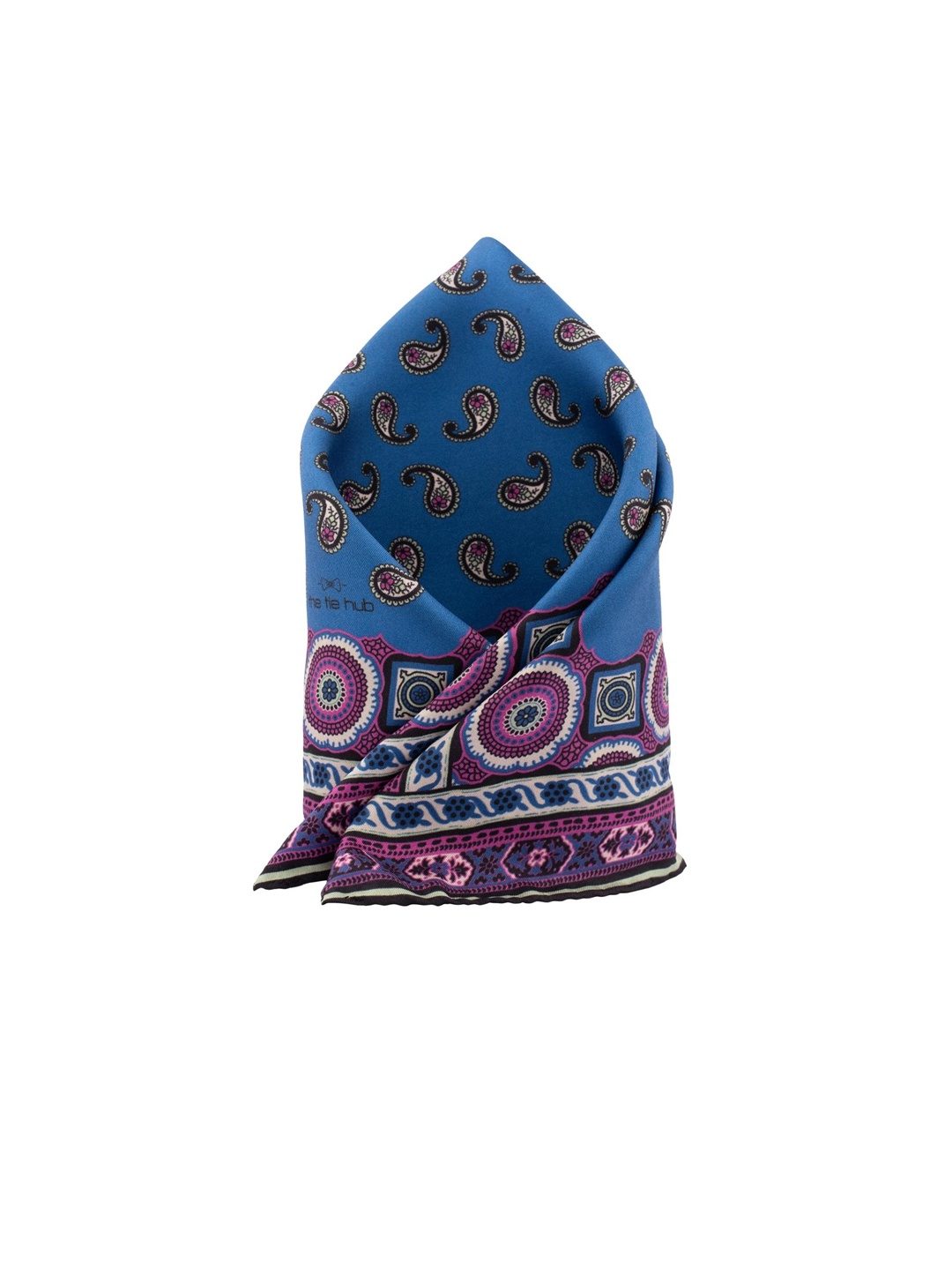 

The Tie Hub Men Printed Italian Silk Pocket Squares, Blue