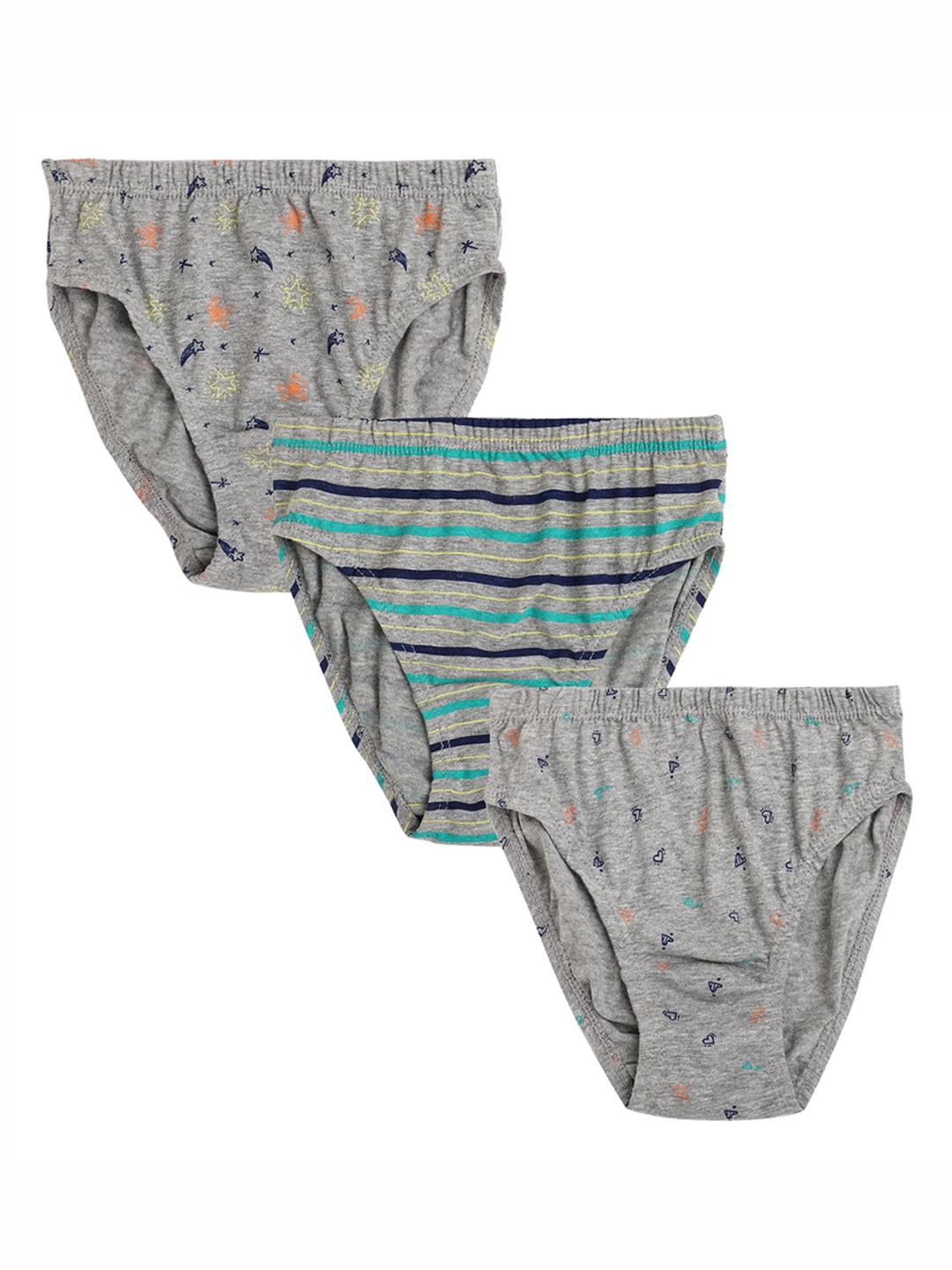 

Red Rose Girls Pack of 3 Printed Cotton Basic Briefs, Grey