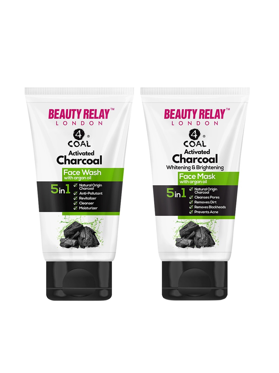 

BeautyRelay London 4coal Activated Charcoal Face Wash & Face Mask - 200ml Buy 1 Get 1 Free, Black