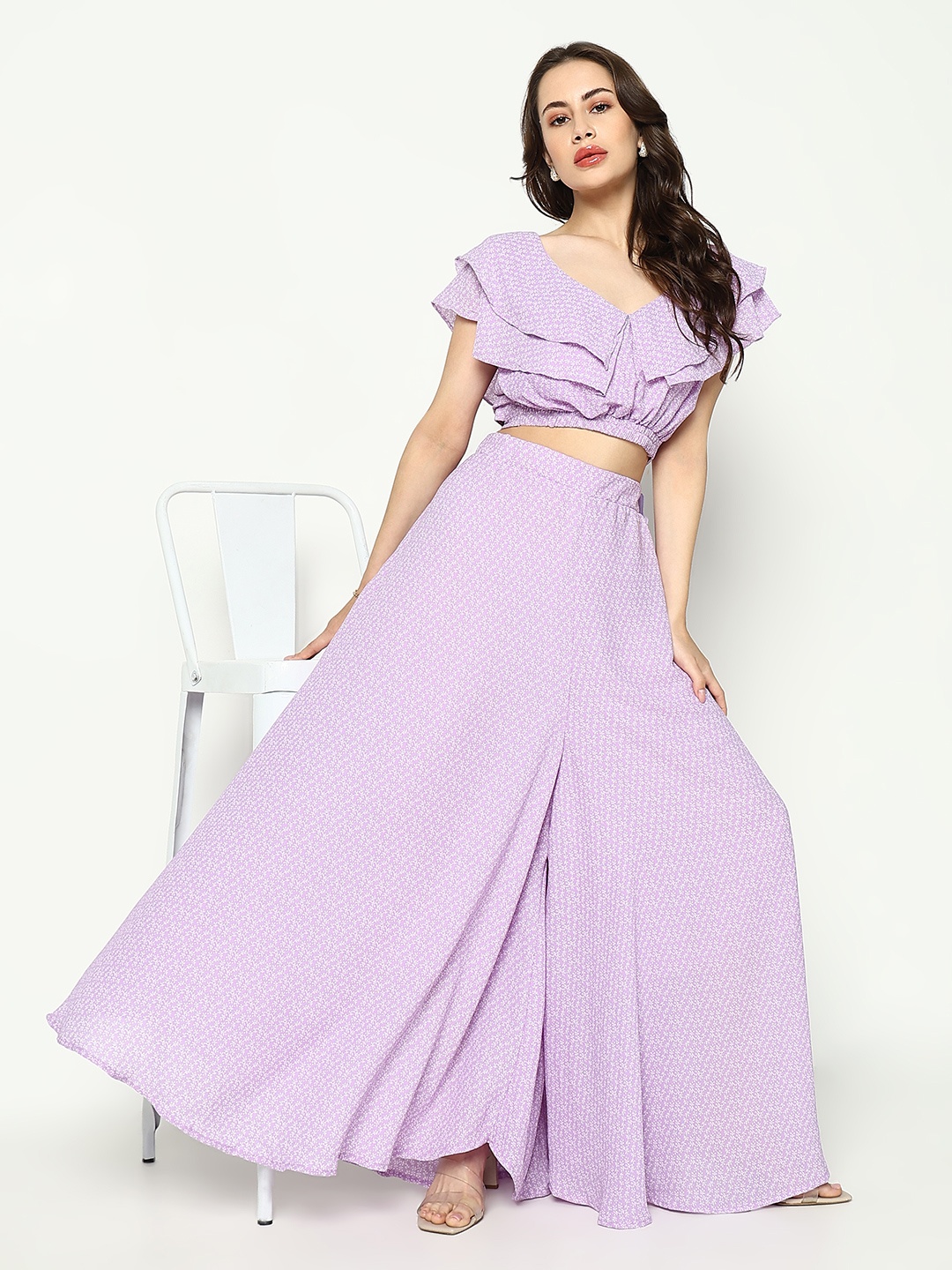 

SHOWOFF Women Lavender Coloured Printed Co-Ords