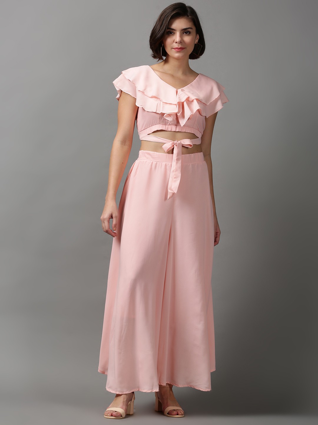 

SHOWOFF Women Peach Colored Solid Co-Ords