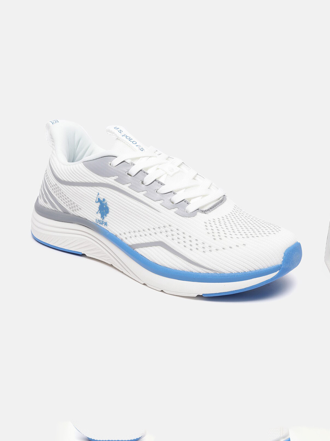 

U S Polo Assn Men Off White Textile Walking Shoes