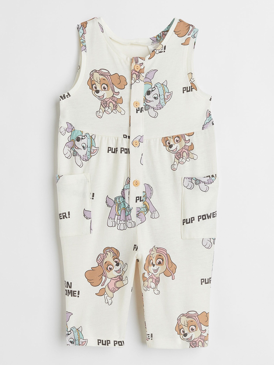 

H&M Girls White Printed Basic Jumpsuit
