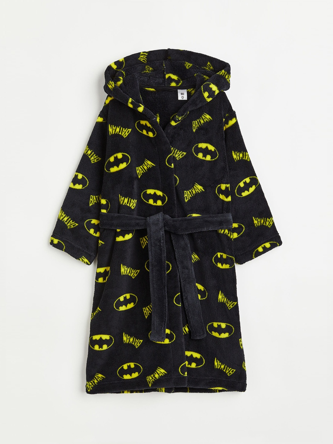 

H&M Boys Black & Yellow Printed Hooded Dressing Gown Robe