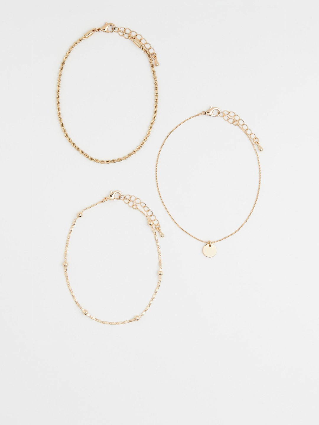

H&M Set Of 3 Gold-Toned Solid Anklets