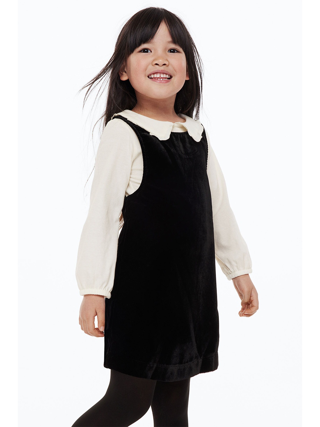 

H&M Girls Black & White Solid 2-Piece Set