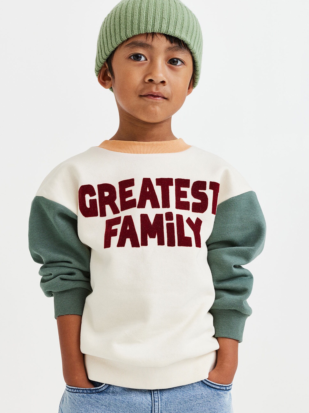 

H&M Kids Boys Oversized flock-print sweatshirt, Multi